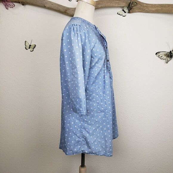 Reborn patterned chambray empire waist tunic - Picture 2 of 8